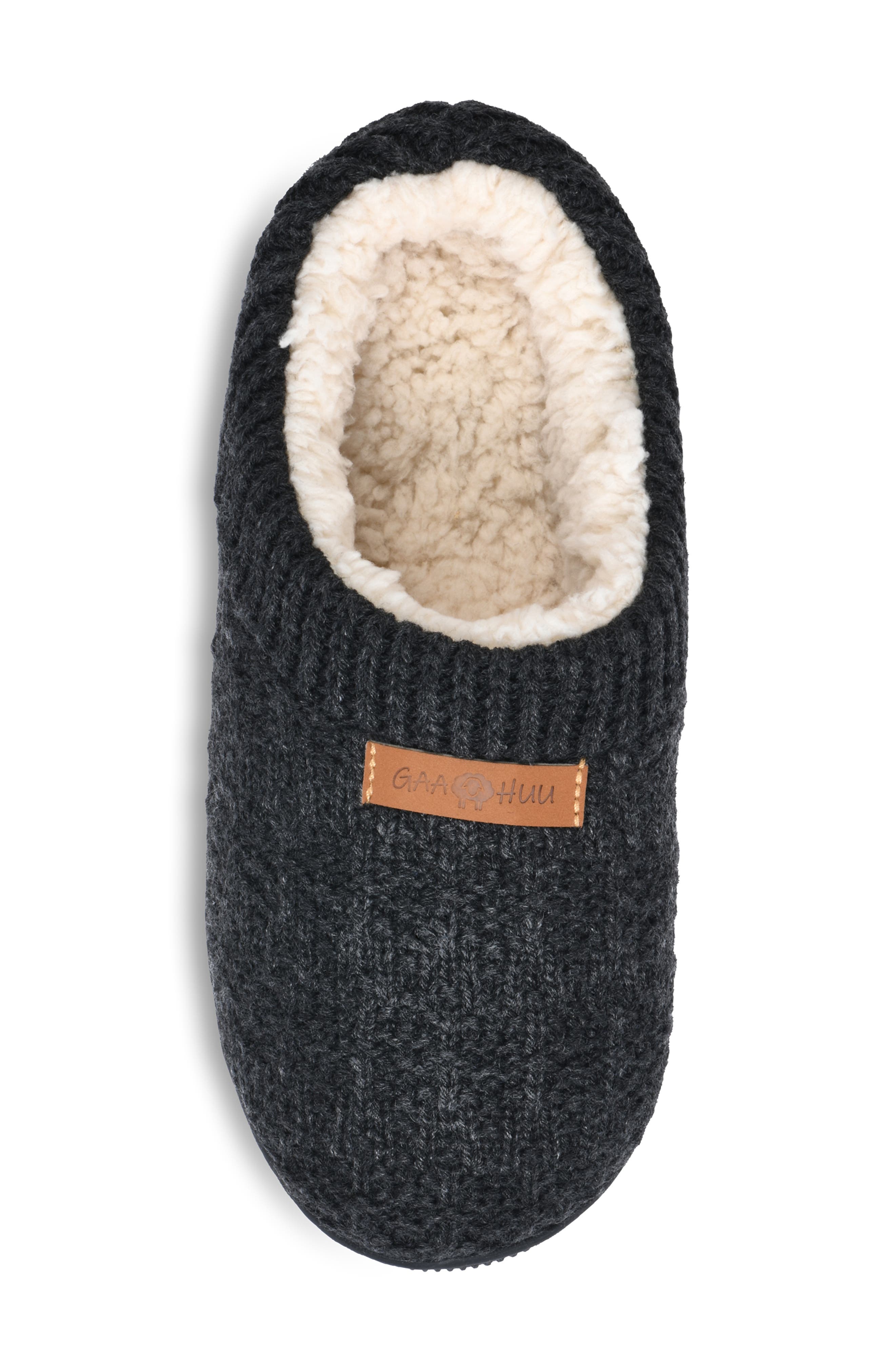 GAAHUU Textured Knit Faux Shearling Lined Slipper, Alternate, color, 