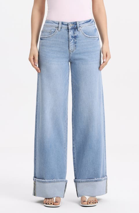 Mid Rise Super Wide Leg Jeans (Lagoon)