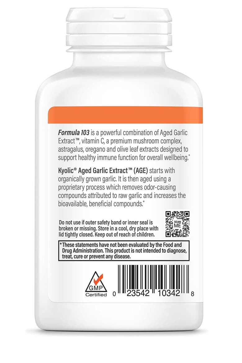 Aged Garlic Extract Formula 103, Immune Support, 200 Ct Capsules, Alternate, color, None