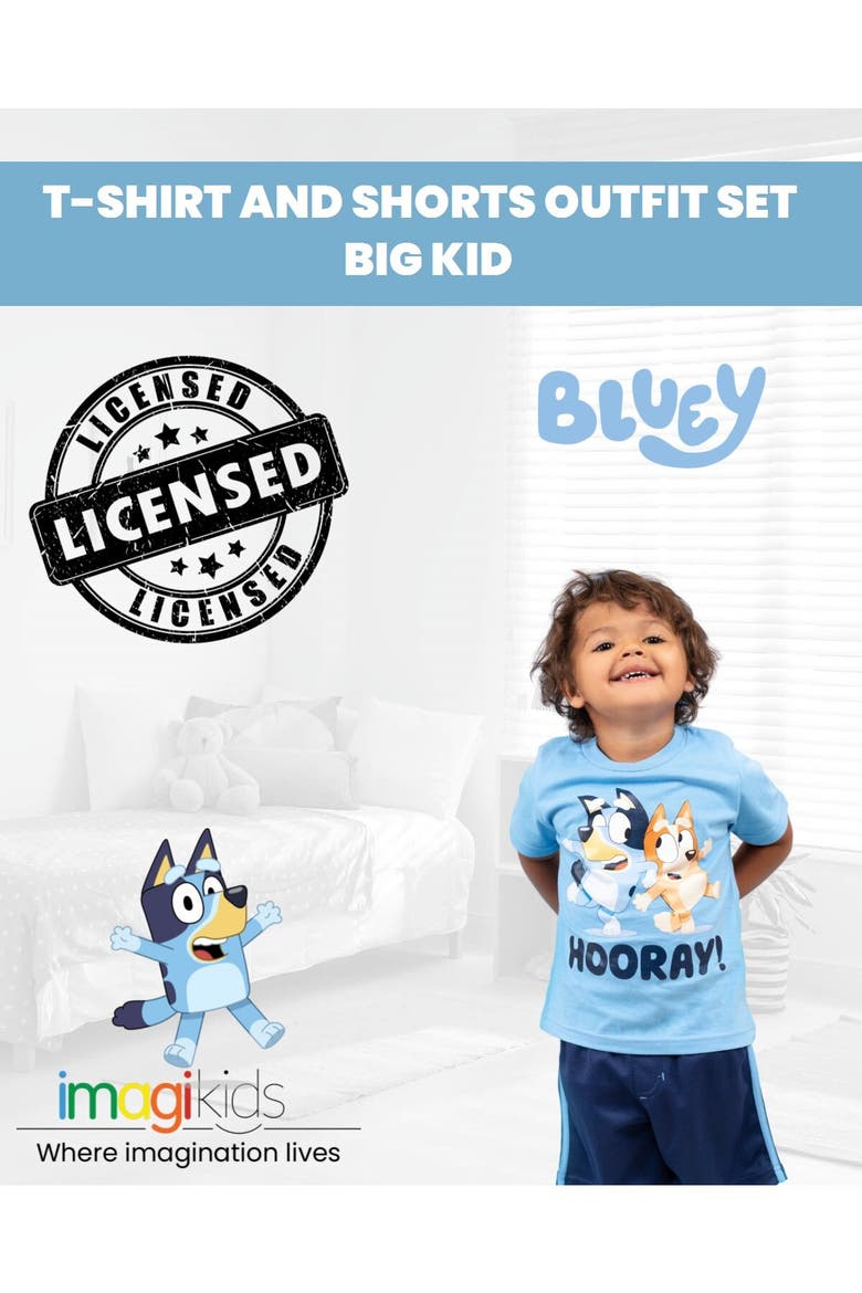 Mesh 2-Piece T-Shirt and Shorts Set, Alternate, color, Bluey Bingo Light Blue