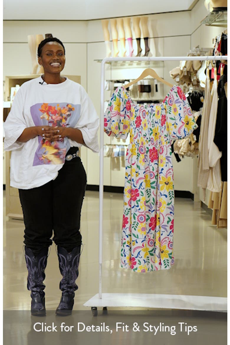 Kress Floral Print Smocked Midi Dress video