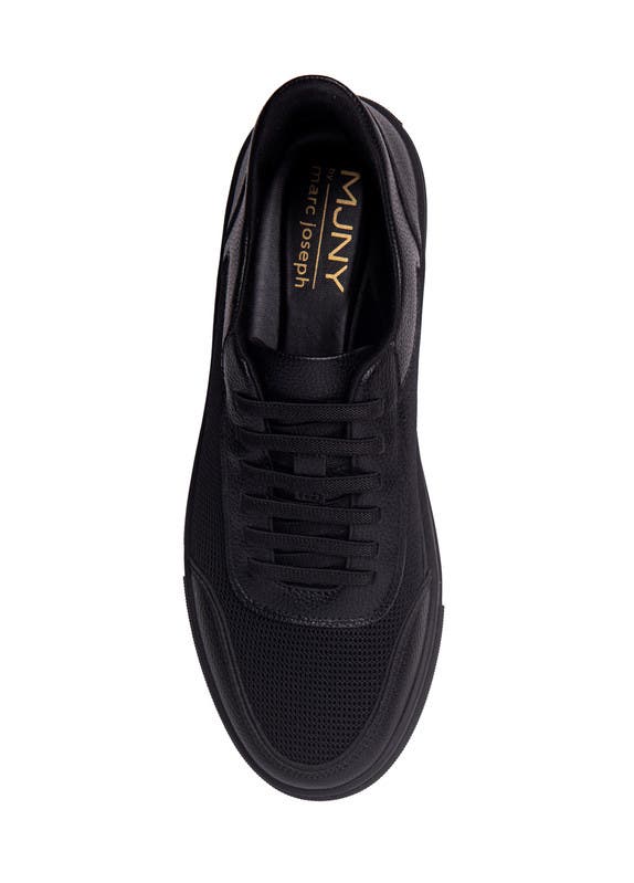 Marc Joseph New York Columbia Street Hands Free Technology Leather Mesh Sneaker, Alternate, color, Black Grainy Leather