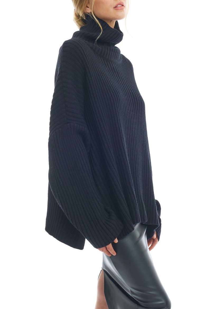 Casey Oversize Turtleneck Sweater, Alternate, color, BLACK