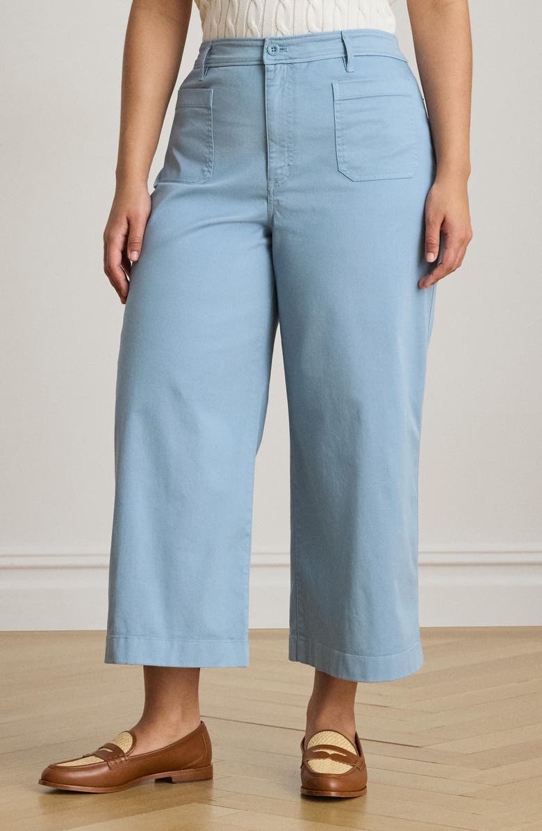 Lauren Ralph Lauren High Waist Stretch Cotton Crop Pants, Alternate, color, Blue Note