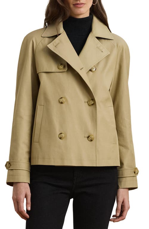 Ralph Lauren Lauren Crop Cotton Blend Trench Coat In Birch Tan