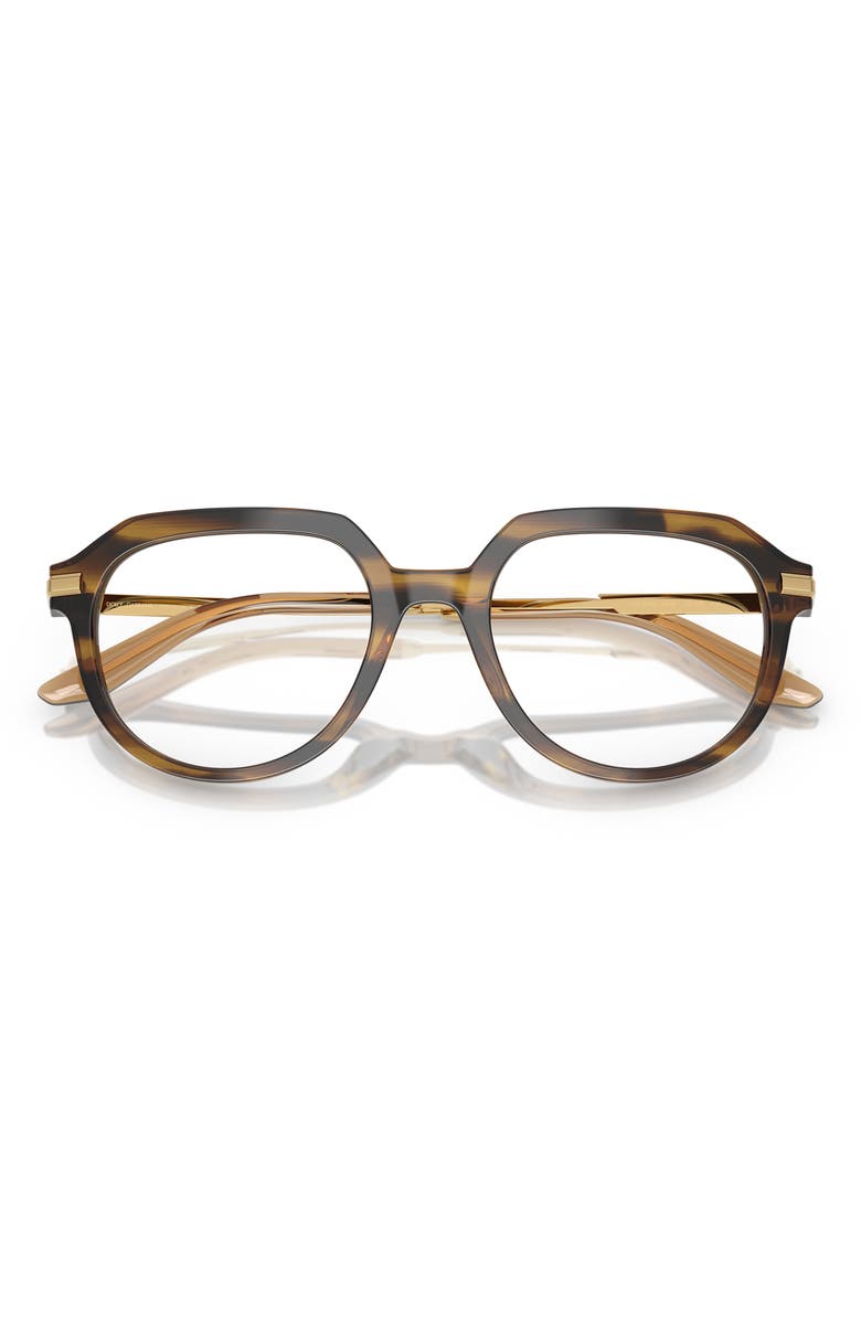 Dolce&Gabbana 53mm Round Optical Glasses, Alternate, color, Dark Brown