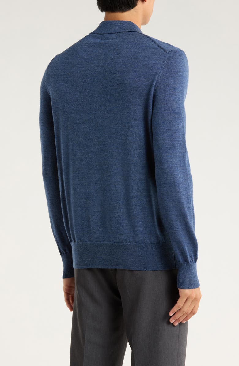 Brooks Brothers Swift Merino Wool Long Sleeve Polo, Alternate, color, Denim