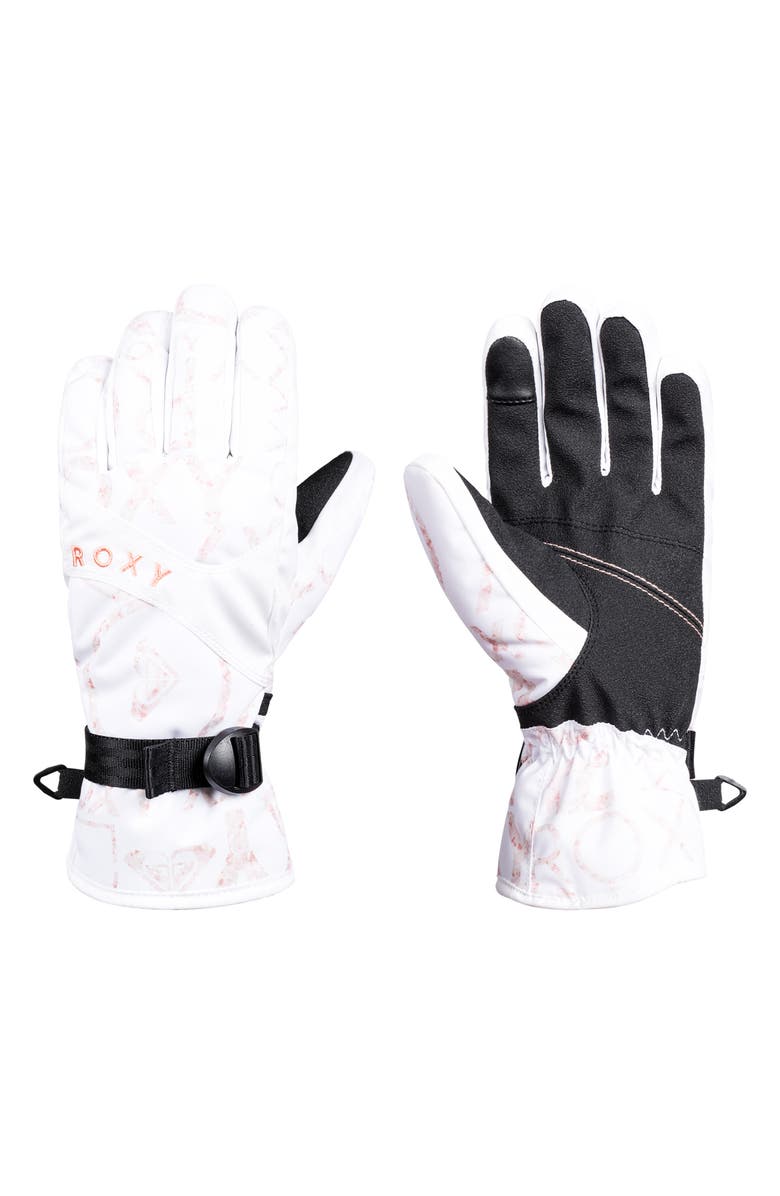 Roxy Jetty Gloves, Main, color, Bright White