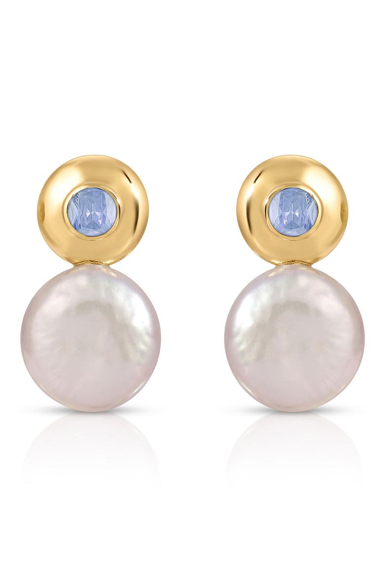 Majestic Freshwater Pearl Drop Earrings, Main, color, BLUE
