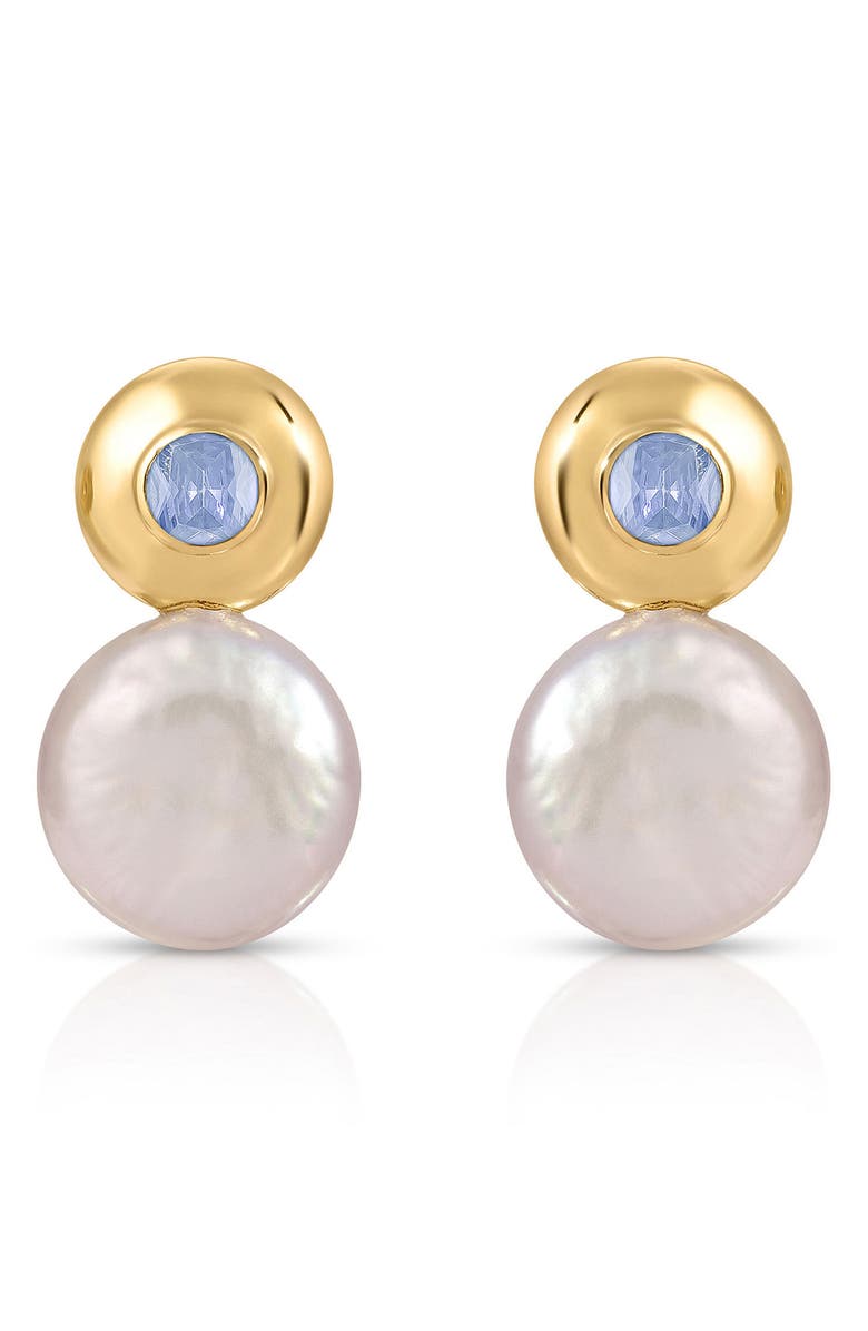Ettika Majestic Freshwater Pearl Drop Earrings, Main, color, Blue