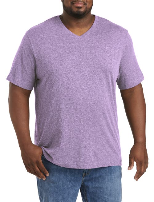Harbor Bay By Dxl Big & Tall Slub Knit V-neck T-shirt In Lilac Breeze Heather