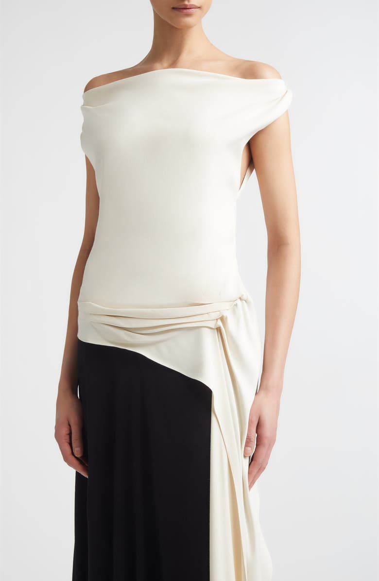 Proenza Schouler Daliah Off the Shoulder Maxi Dress, Alternate, color, Ecru/ Black