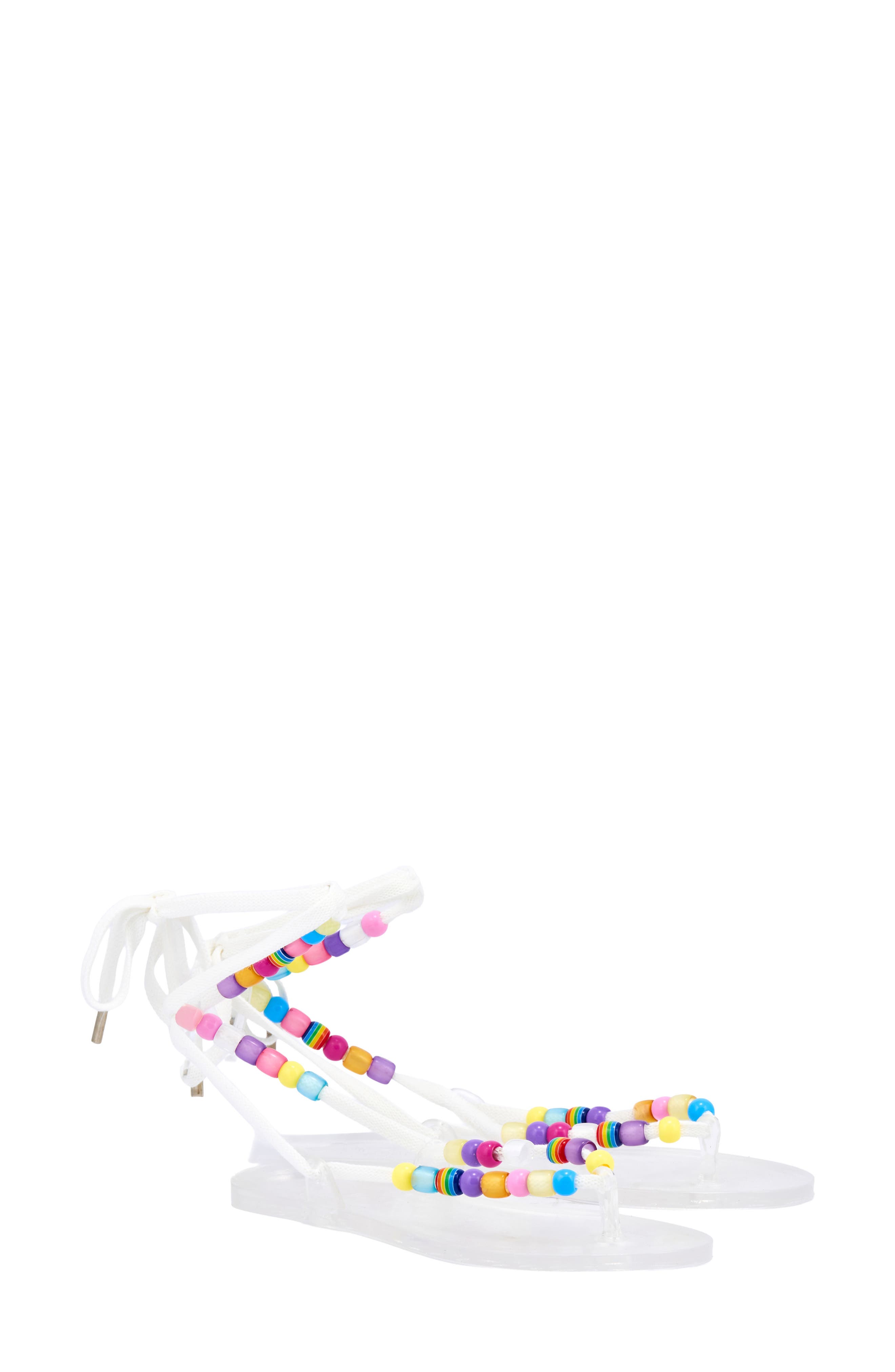 Ancient Greek Sandals Esther Beaded Ankle Strap Sandal, Alternate, color, White