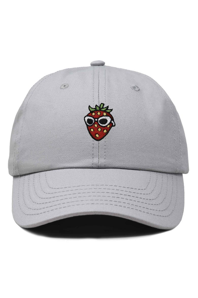 Strawberry Embroidered Casual Cap, Main, color, Gray