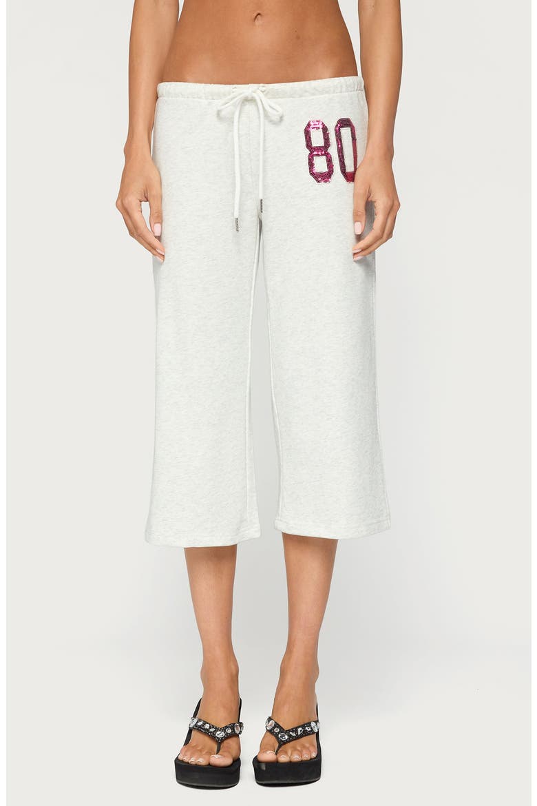 Numeric Sequin Capri Sweatpants, Main, color, LIGHT-GRAY-MELANGE