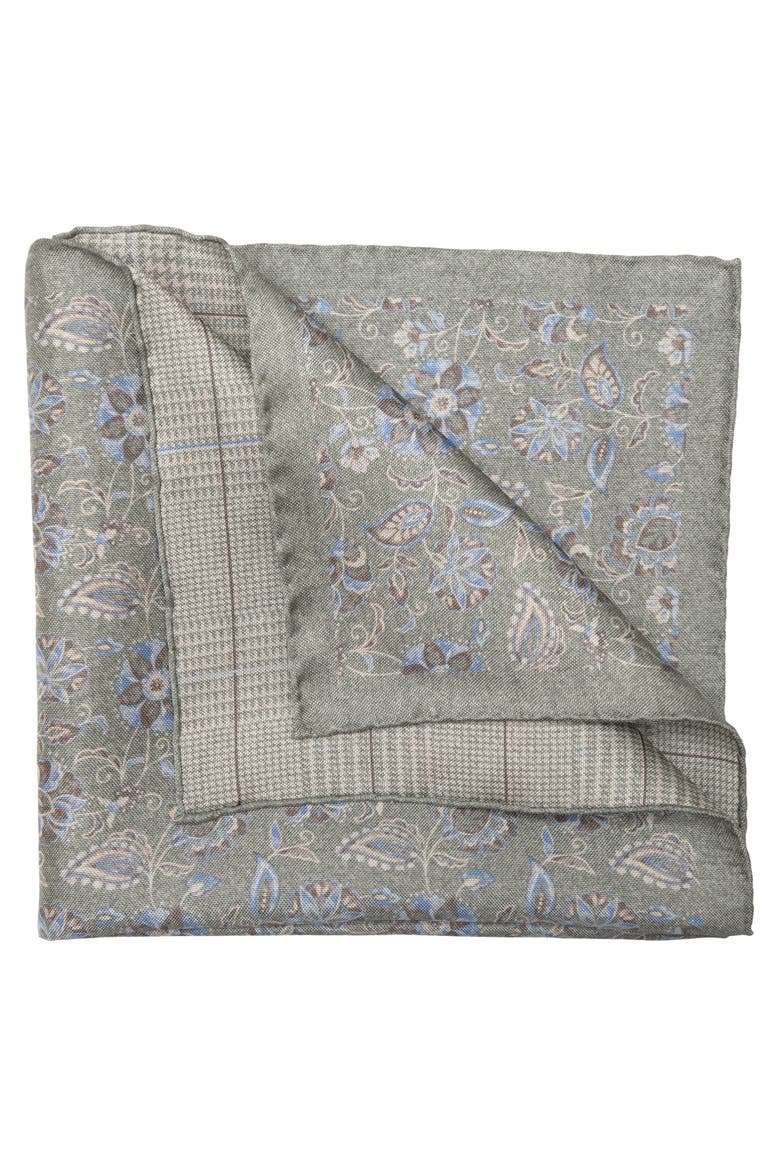 Enzo - Double Sided Silk Pocket Square for Men, Main, color, Sage Green