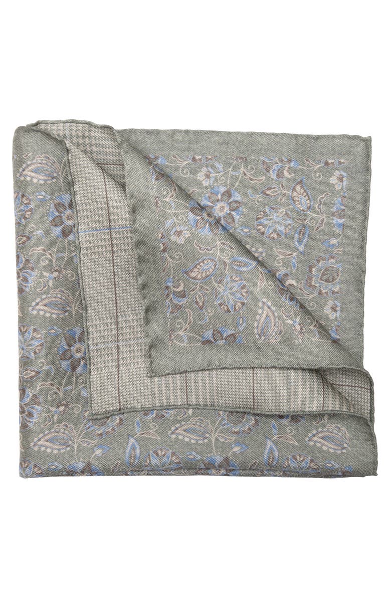 Elizabetta Enzo - Double Sided Silk Pocket Square for Men, Main, color, Sage Green