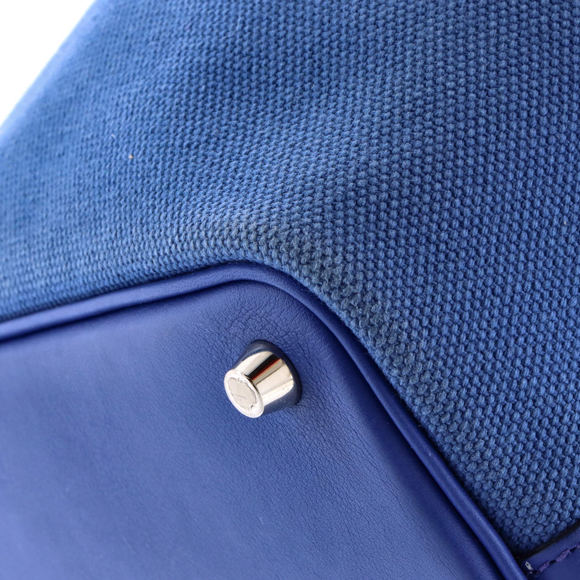 Pre-Owned Hermes Cargo Picotin Lock Bag Canvas and Swift PM, Alternate, color, Bleu Royal