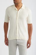 34 Heritage Short Sleeve Button-Up Cotton & Silk Sweater