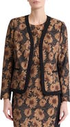 KASPER Floral Jacquard Collarless Jacket
