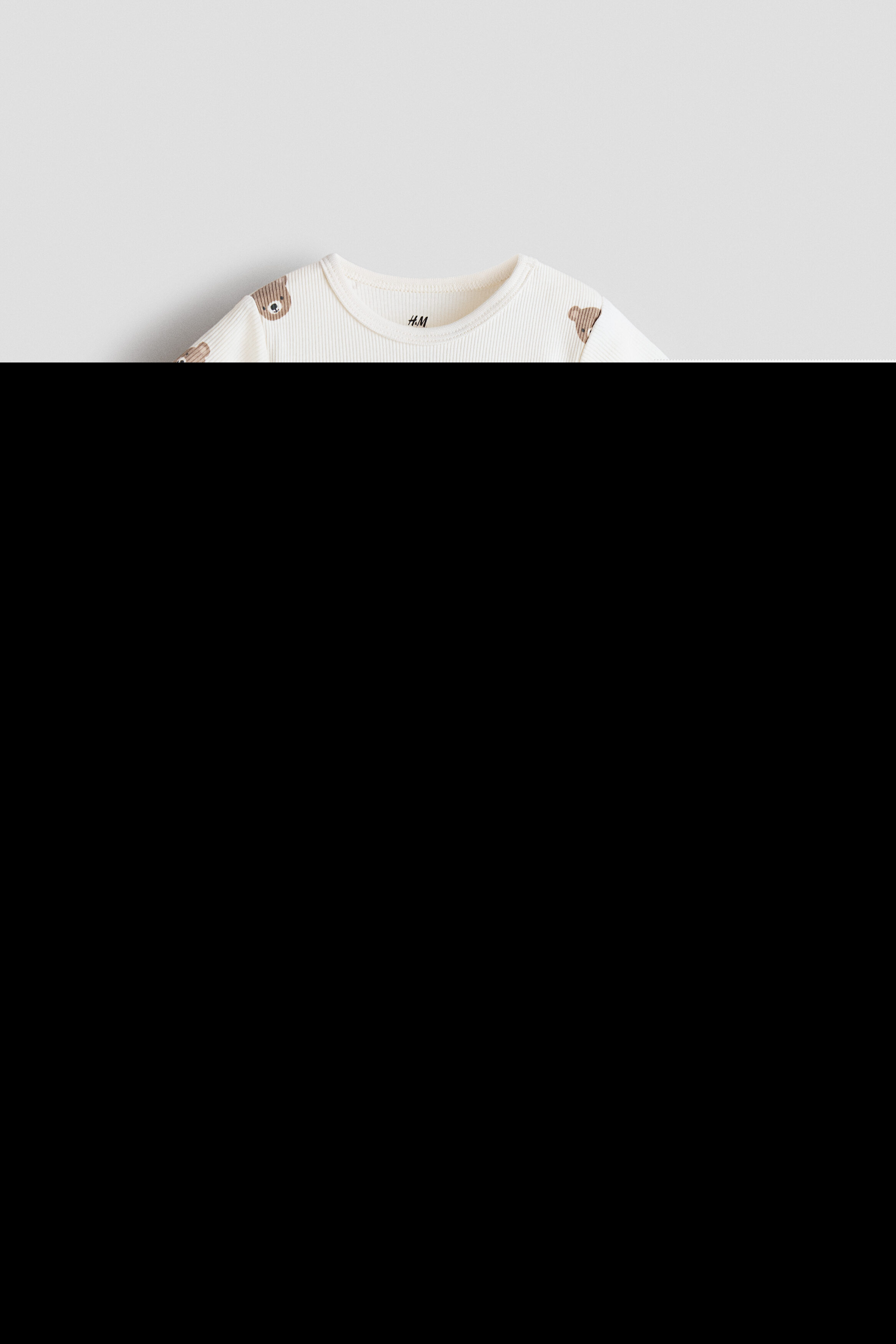 H&M 2-piece Ribbed Cotton Set, Alternate, color, Cream/Bears