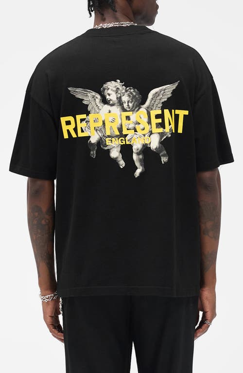 Represent Legacy Cherubs Cotton Graphic T-shirt In Black