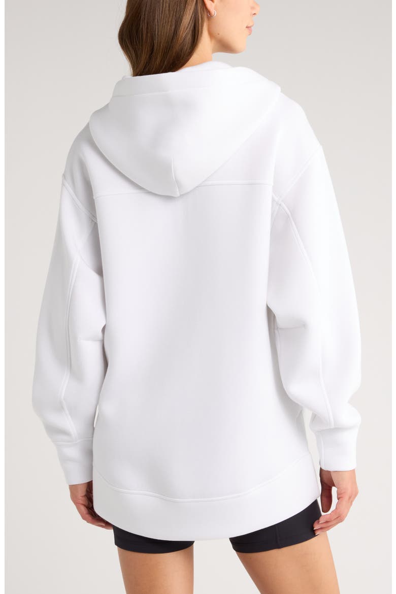 Relaxed Fit High-Low Zip Hoodie, Alternate, color, WHITE
