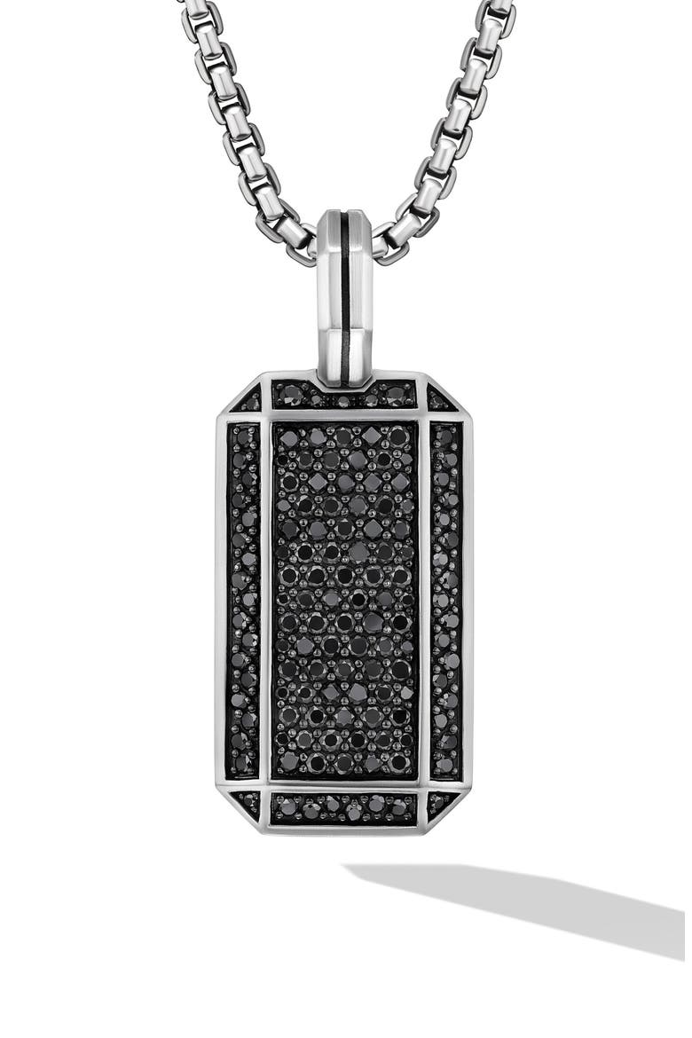 Deco Tag in Sterling Silver with Black Diamonds, Main, color, STERLING SILVER
