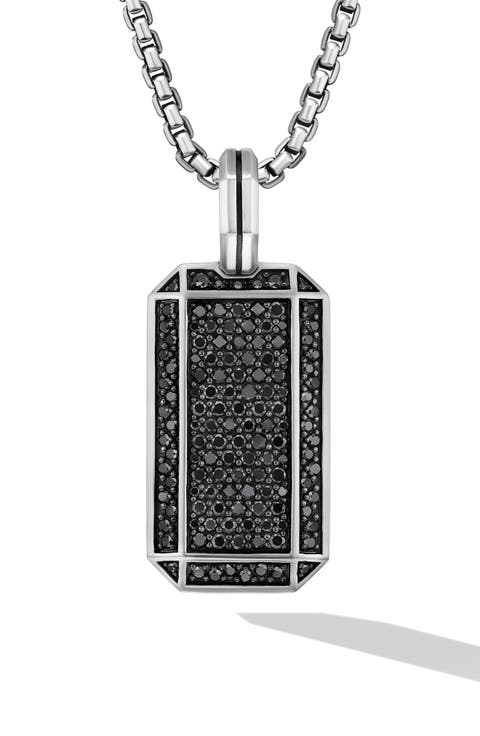 Deco Tag in Sterling Silver with Black Diamonds