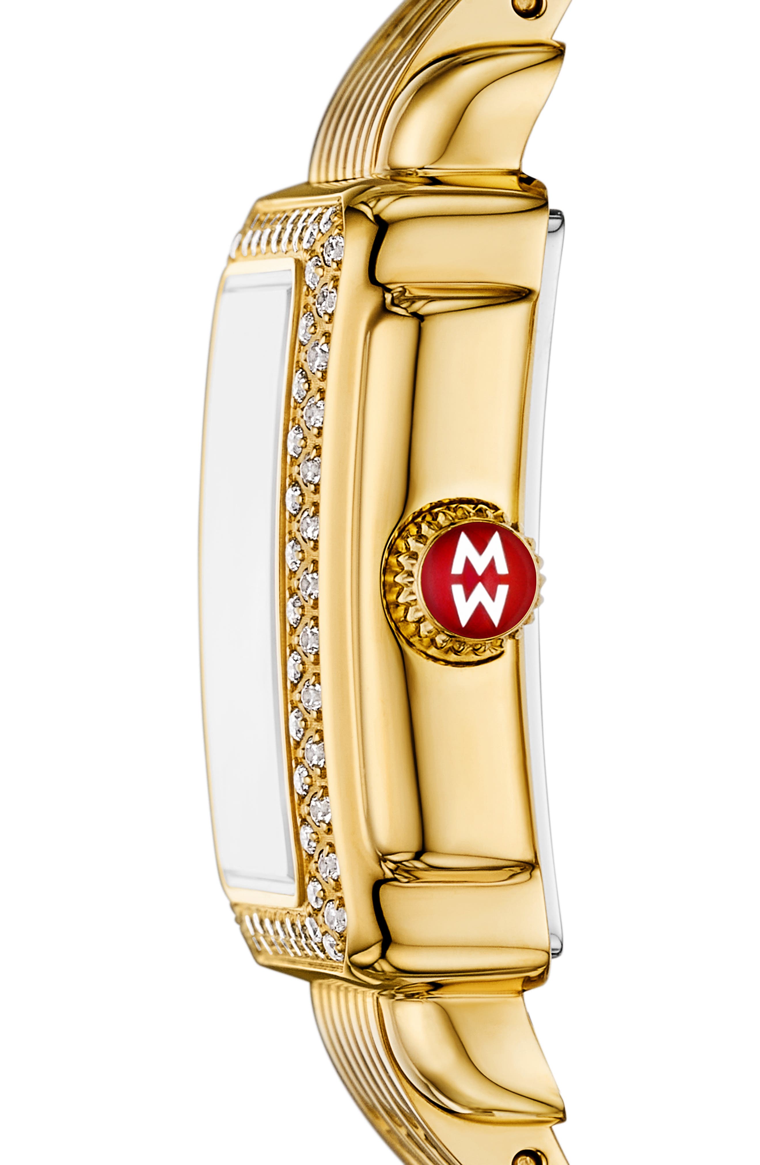 Женские часы MICHELE Mini Deco Madison Two-Tone 18K Gold Plate Diamond Bracelet Watch, 23mm x 24mm — фото 6