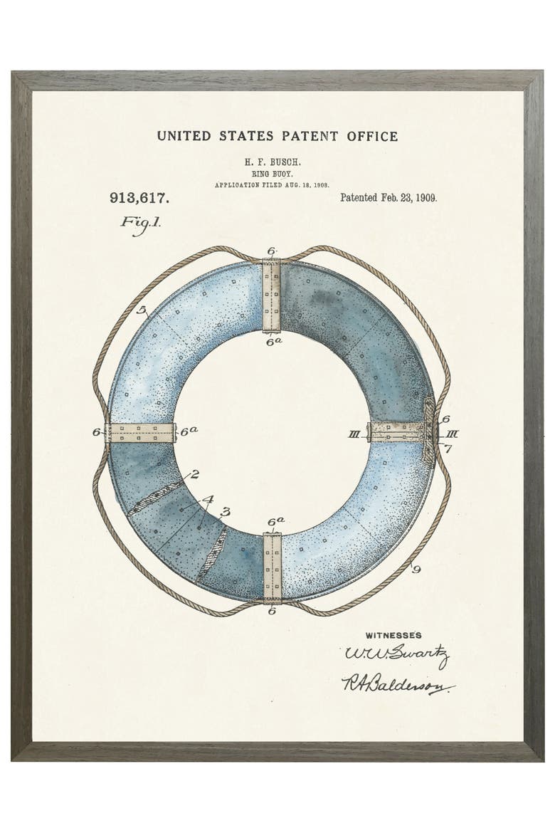 Ring Buoy Patent in Black Frame, Main, color, No Color