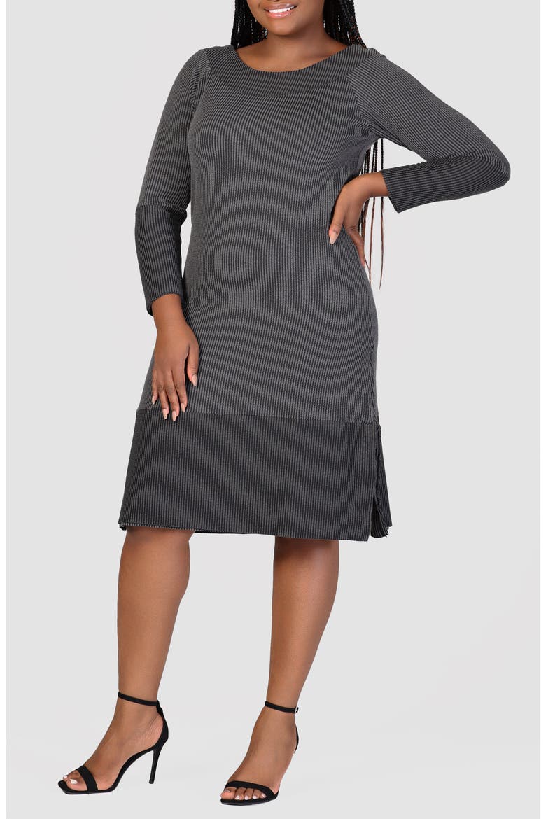 Rib Sweater Dress, Alternate, color, BLACK