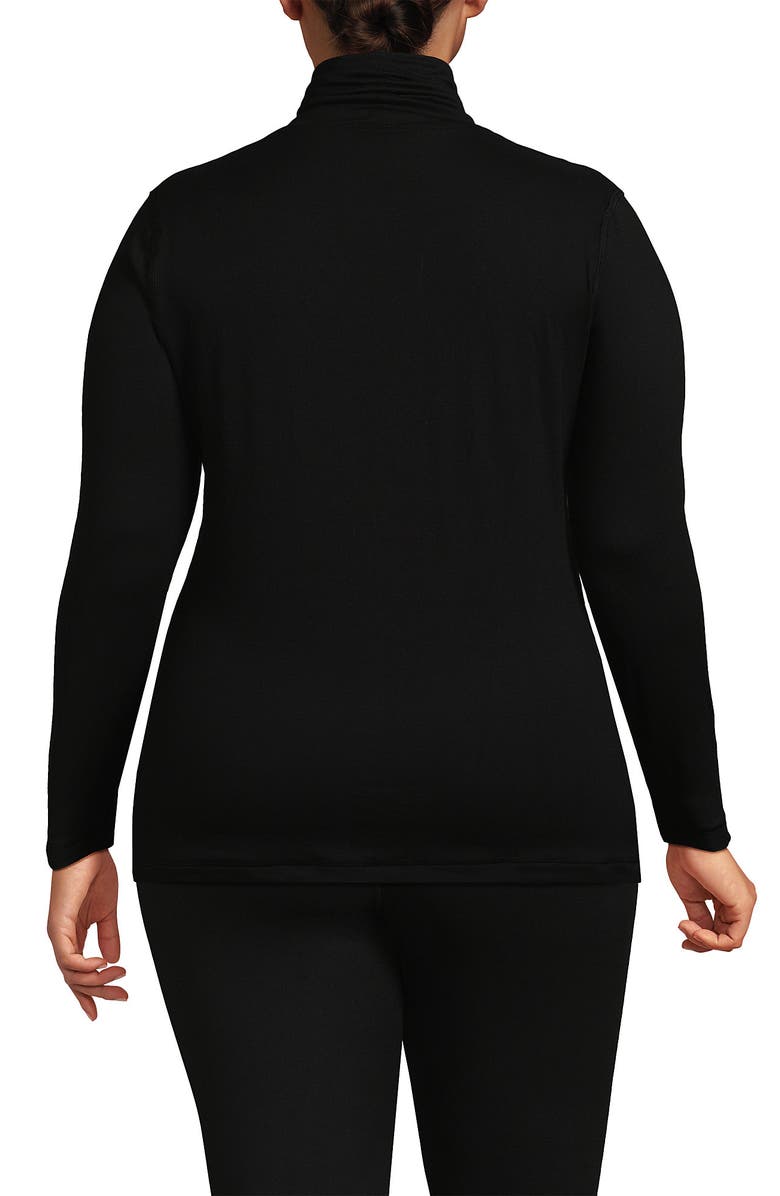 Lands' End Plus Size Baselayer Cozy Thermaskin Turtleneck Top, Alternate, color, Black