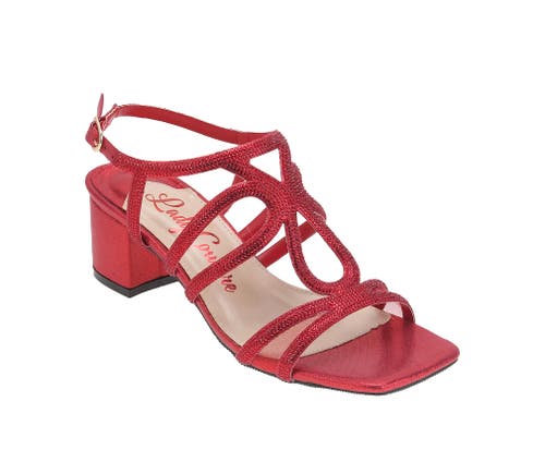 Lady Couture Rhinestone Block Heel Dressy Sandal In Red