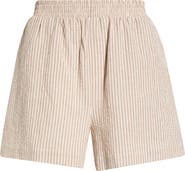 Varley Darina Stripe Stretch Cotton Seersucker Shorts