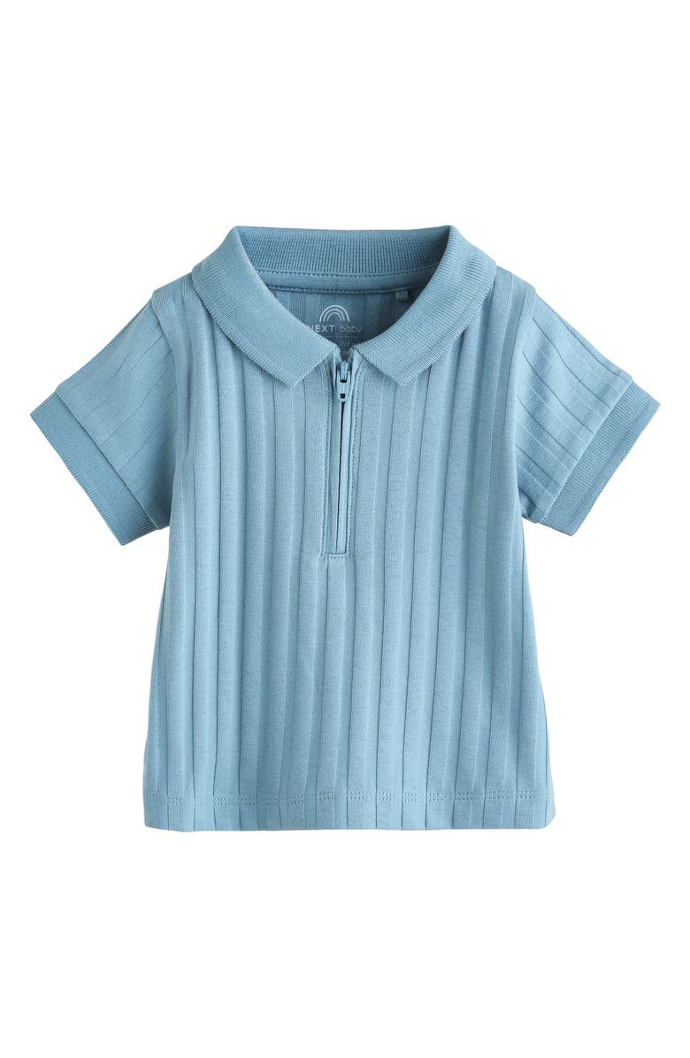 NEXT Rib Zip Polo & Shorts Set, Alternate, color, Blue
