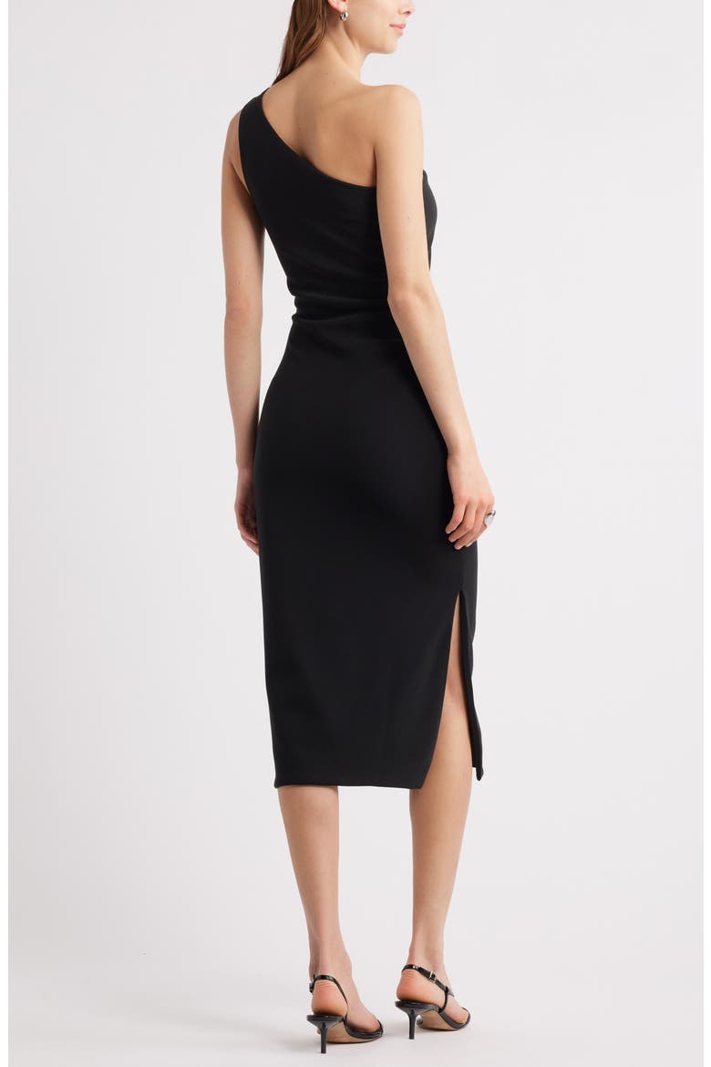 One-Shoulder Body-Con Midi Dress, Alternate, color, BLACK