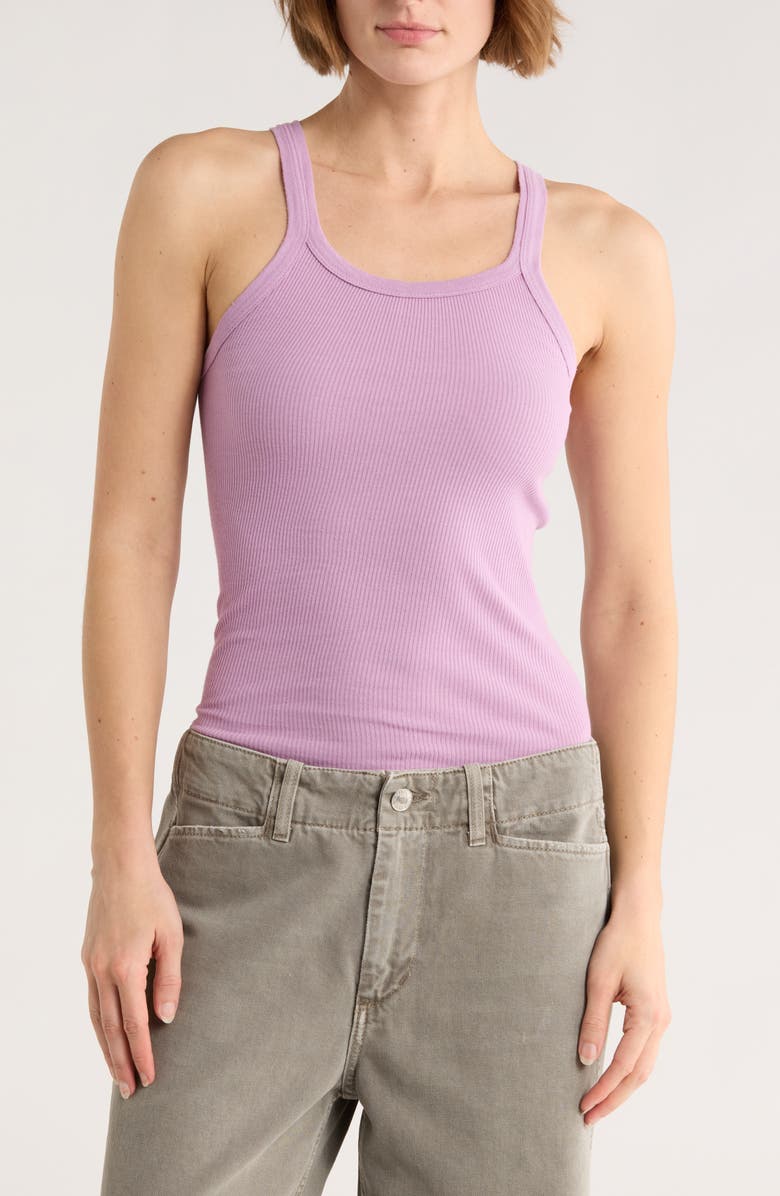 Re/Done Rib Cotton Tank, Main, color, Electric Lilac