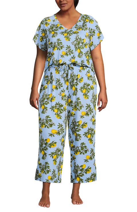 Cooling Pajama Set - Short Sleeve Top and Crop Pants