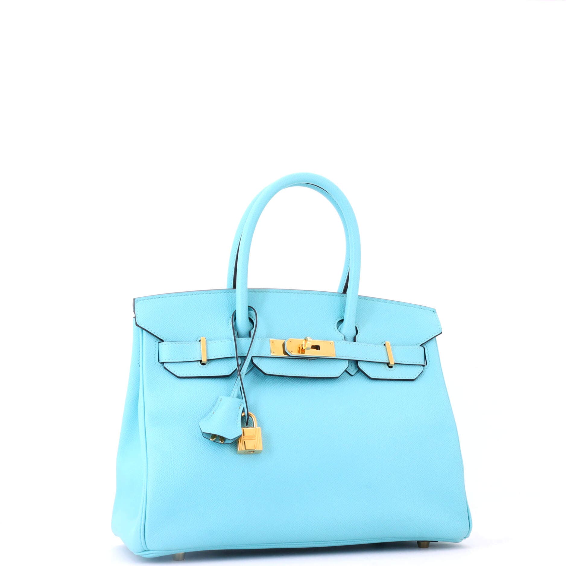 Pre-Owned Hermes Birkin Handbag Blue Epsom with Gold Hardware 30, Alternate, color, Bleu Atoll