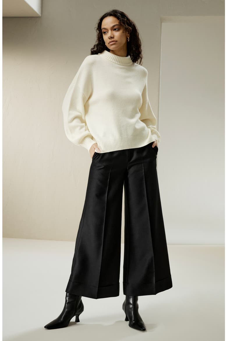 Drop shoulder Wool Sweater, Alternate, color, White