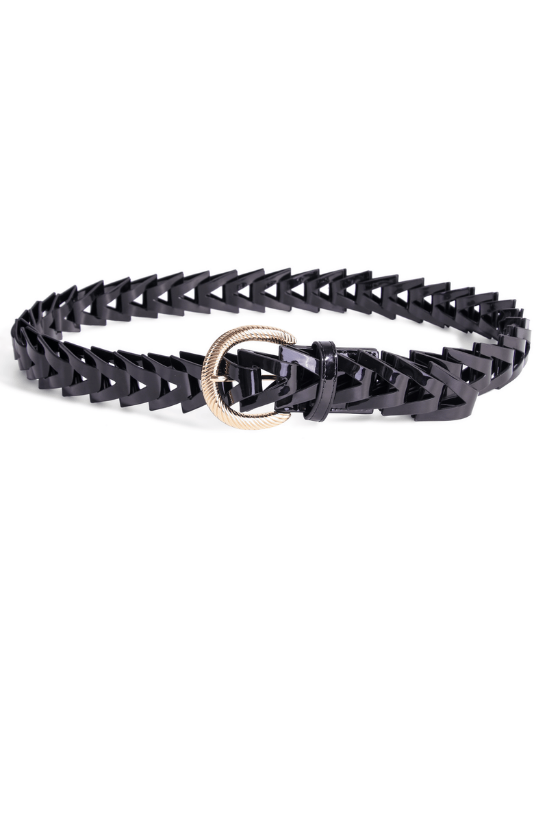 JURGI Triangle Loop Belt Patent Leather, Main, color, Black