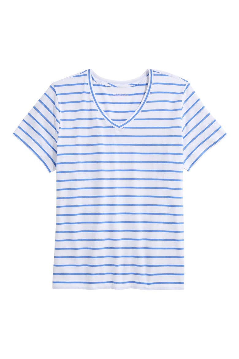 V-Neck Cotton T-Shirt, Alternate, color, BREAKER BLUE STRIPE
