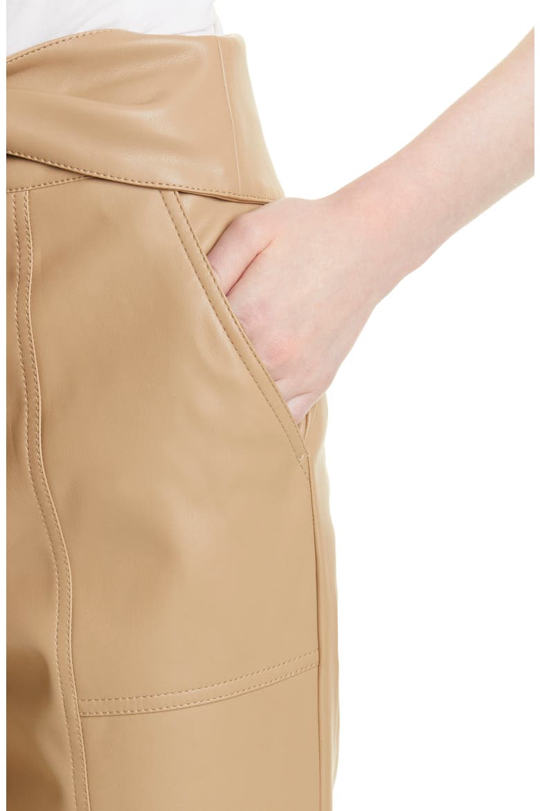 Jonathan Simkhai Tessa Tie Waist Faux Leather Crop Pants, Alternate, color, CAMEL