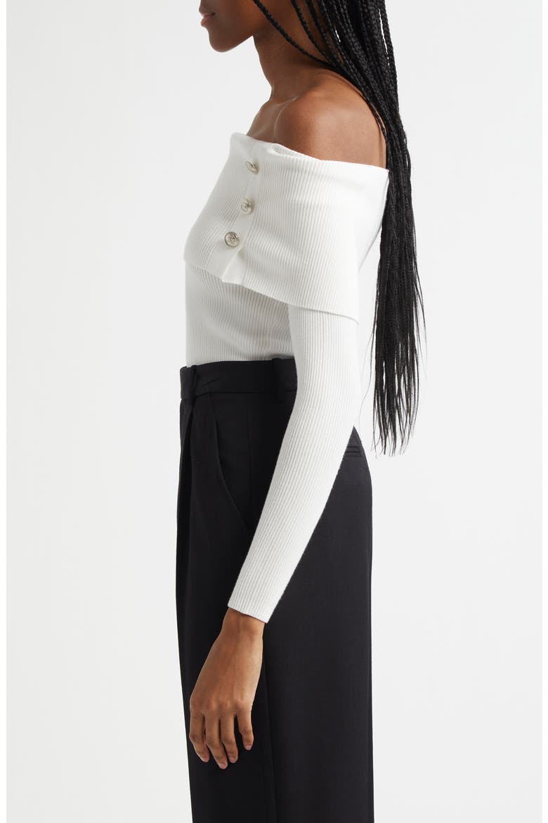 The Imani Off the Shoulder Rib Sweater, Alternate, color, SKY WHITE