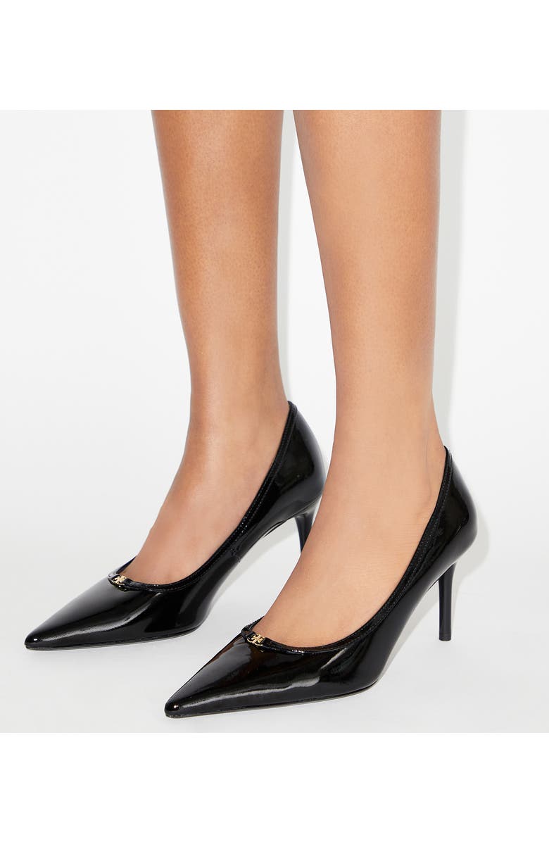 Tory Burch Double T Buckle Pointed Toe Pump, Alternate, color, Perfect Black / Black