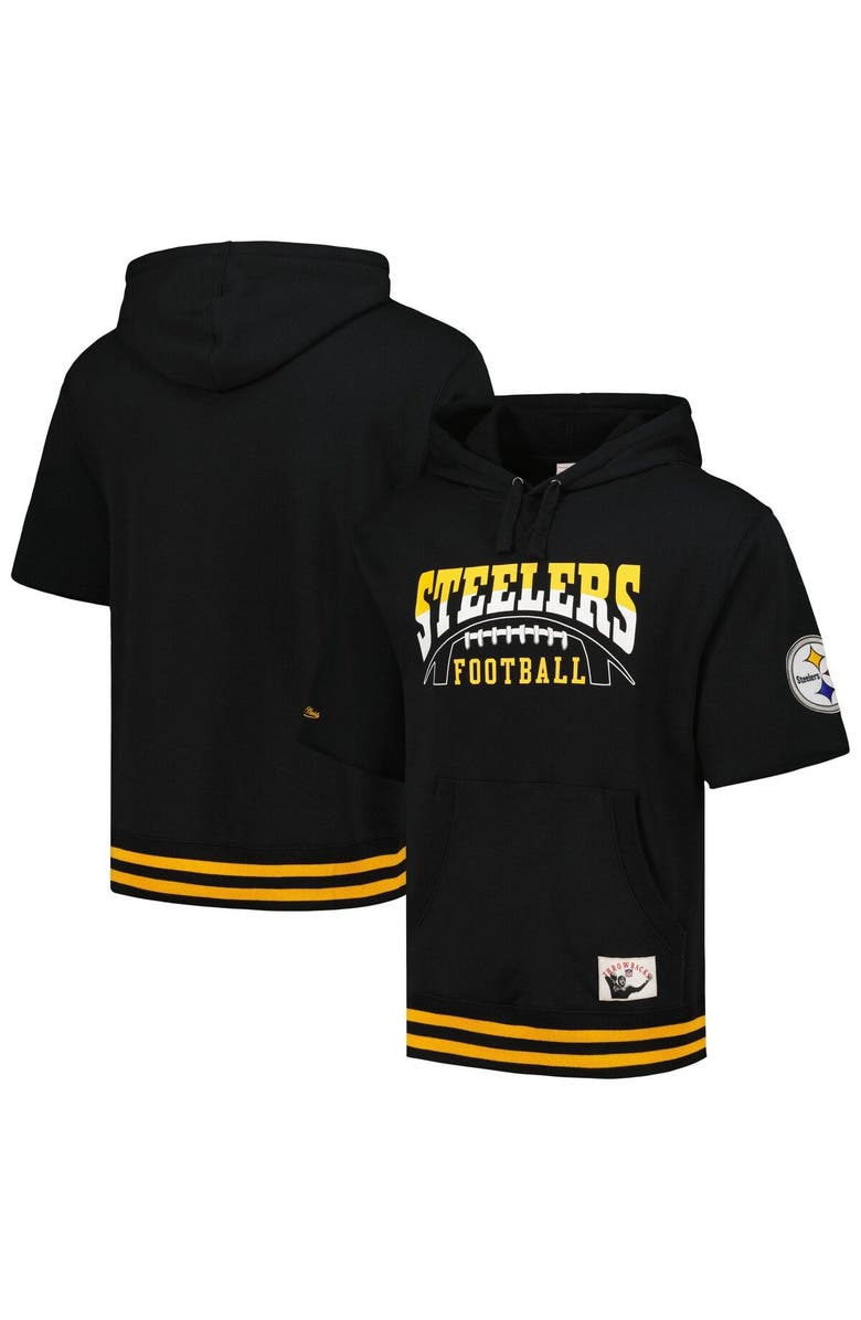 Mitchell & Ness Men's Mitchell & Ness Black Pittsburgh Steelers Pre-Game Short Sleeve Pullover Hoodie, Main, color, Black