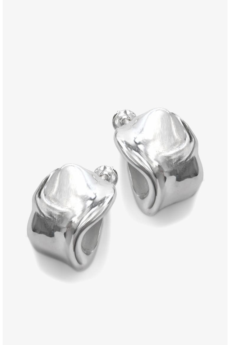 Molten Curve Earring in Silver, Alternate, color, Silver