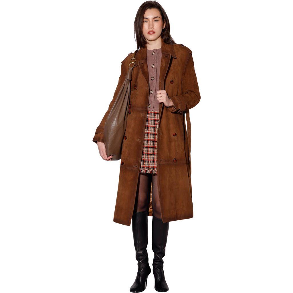 Walter Baker Brown Jerome Leather Trench Coat In Brown