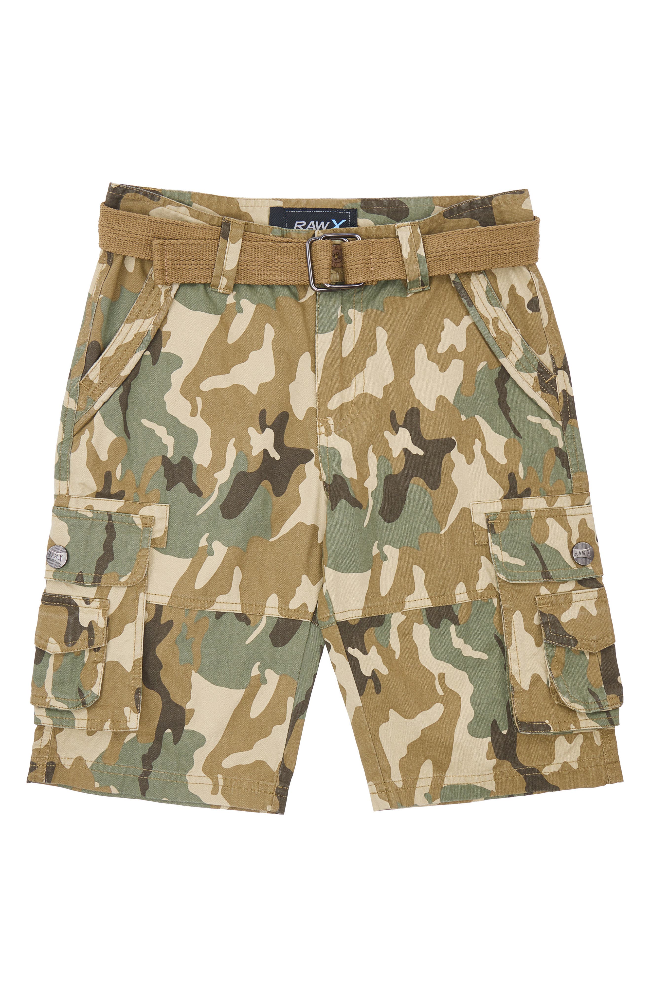 XRAY Kids' Belted Cotton Twill Cargo Shorts